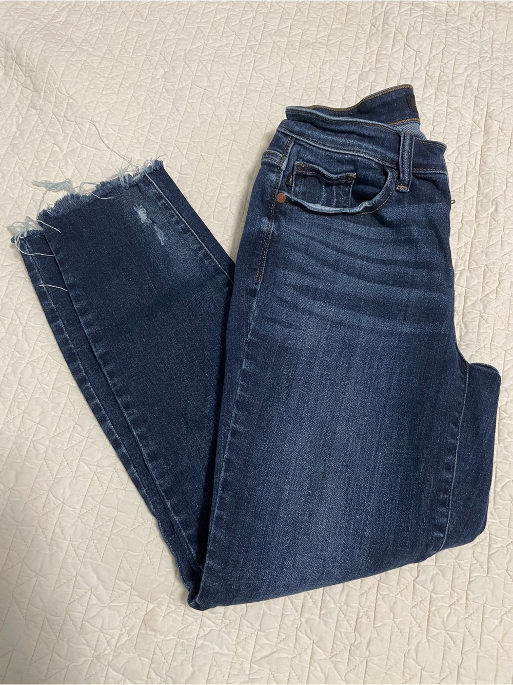 Judy Blue Dark Blue Skinny Jeans with Frayed Hem